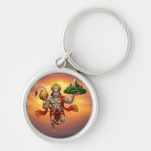Lord Hanuman Flying Lifting Mountain Keychain