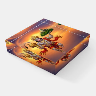 Lord Hanuman Flying Lifting Mountain Paperweight
