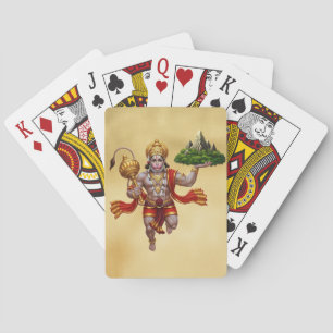 Lord Hanuman Flying Lifting Mountain Poker Cards
