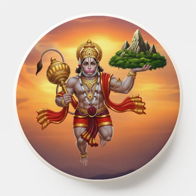 Lord Hanuman Flying Lifting Mountain PopSocket (Popsocket)