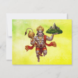 Lord Hanuman Flying Lifting Mountain Postcard