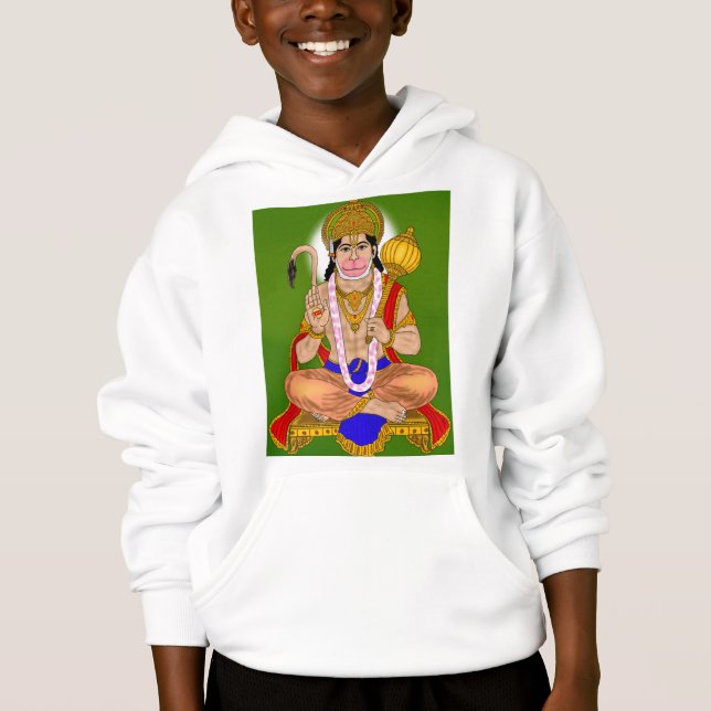 Lord Hanuman Hoodie – Winter Wear & Spiritual Fash (Front)