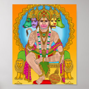 Lord Hanuman Poster Powerful Hindu Devta Hanuman