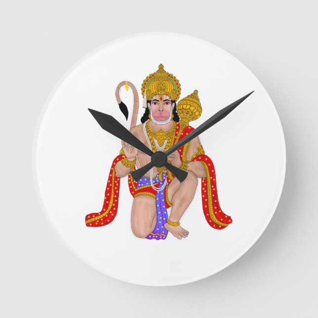Lord Hanuman wall clock– Spiritual Desk Accessory Round Clock (Front)
