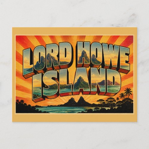 Lord Howe Island NSW Australia Vintage Travel Art Postcard