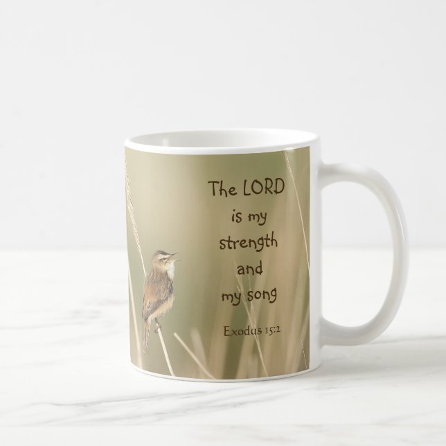 Lord is my Strength & Song Scripture Song Bird  Coffee Mug (Right)