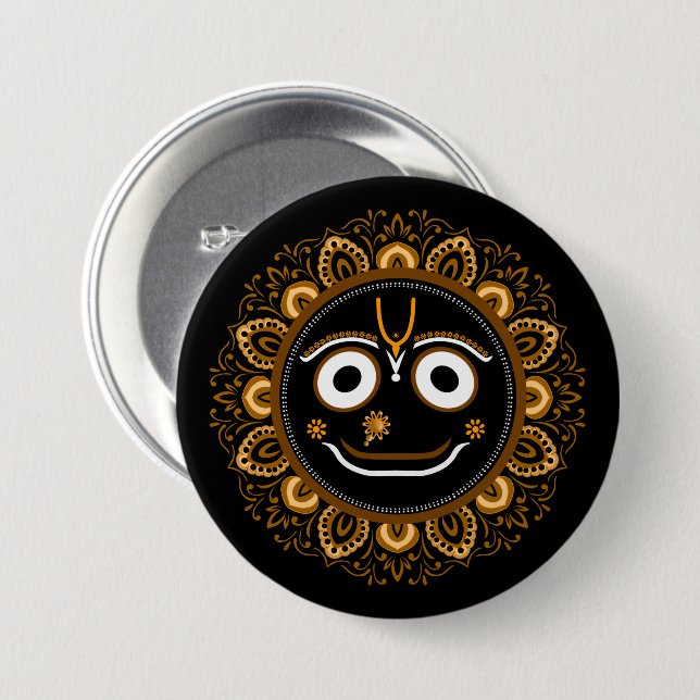 Lord Jagannath Devotional - Hare Krishna Button (Front & Back)
