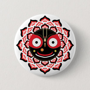 Lord Jagannath Face Chakra Hindu Deity Button