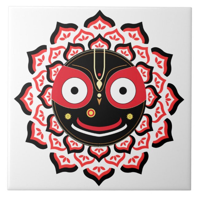 Lord Jagannath Face Chakra Hindu Deity Ceramic Tile (Front)