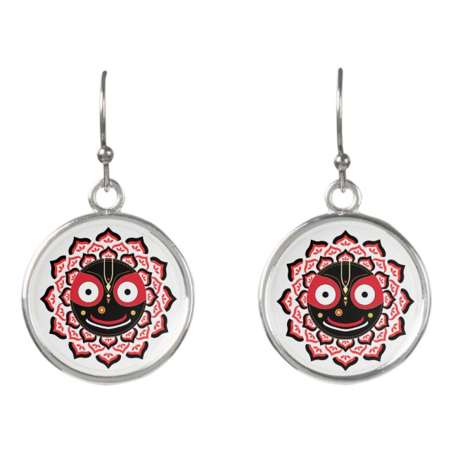 Lord Jagannath Face Chakra Hindu Deity Earrings (Front)