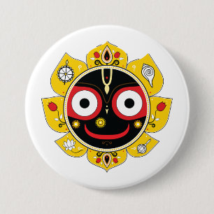 Lord Jagannath Face Hindu Deity Spiritual Button