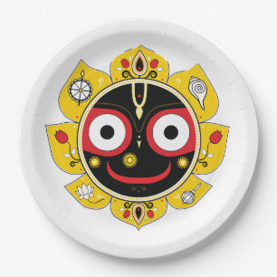 Lord Jagannath Face Hindu Deity Spiritual Paper Plates