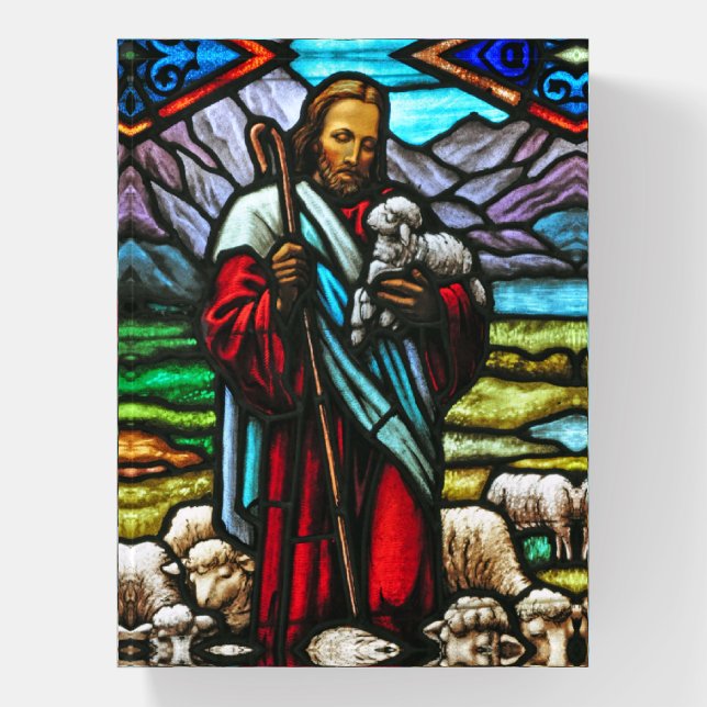 Lord Jesus and Sheep Paperweight (Vertical)