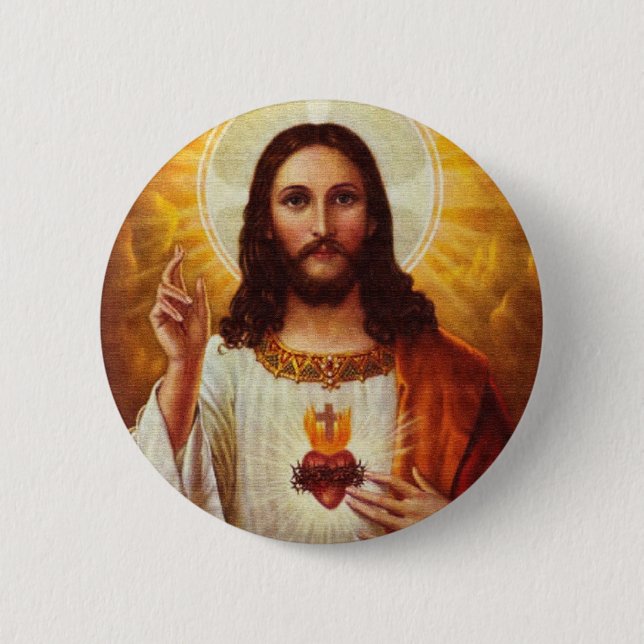 Lord Jesus Christ and the Sacred Heart Button (Front)