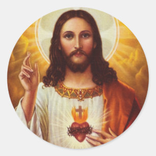Lord Jesus Christ and the Sacred Heart Classic Round Sticker