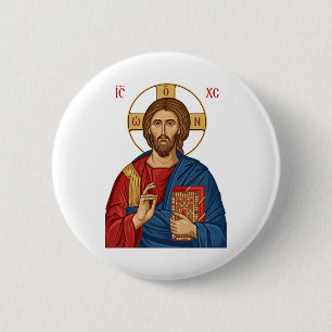 Lord Jesus Christ East Europian Church Orthodox Button