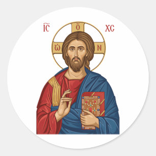 Lord Jesus Christ East Europian Church Orthodox  Classic Round Sticker