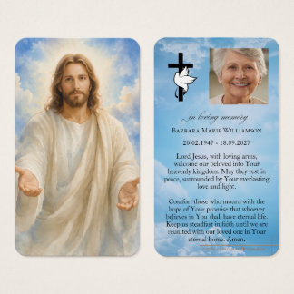 Lord Jesus Loving Arms Funeral Prayer Card