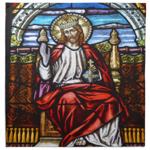 Lord Jesus on throne stained glass Cloth Napkin
