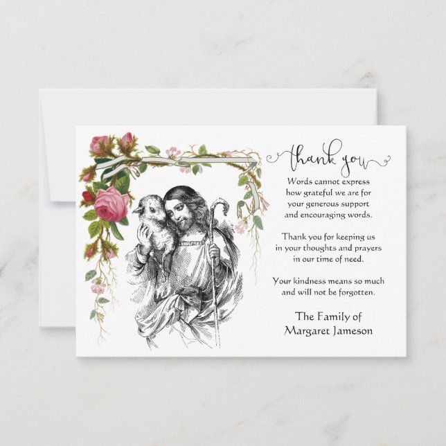 Lord Jesus  Religious Thank You Condolence Card (Front)