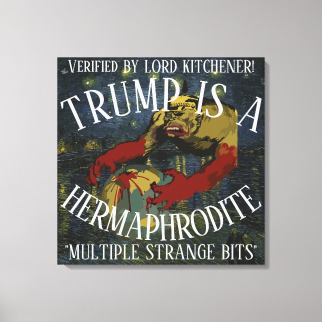 LORD KITCHENER CONFIRMED TRUMP IS A HERMAPHRODITE CANVAS PRINT (Front)