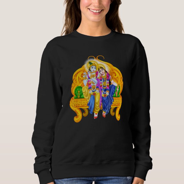 Lord Krishna And Devi Radha Hindu Deity Meditation Sweatshirt (Front)