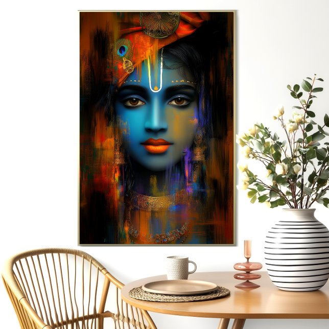 Lord Krishna Art Print: Abstract Hindu God Art Poster (Creator Uploaded)