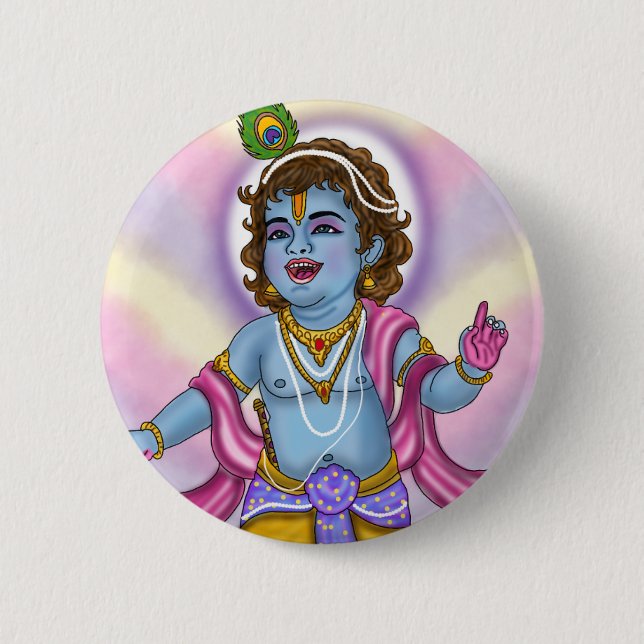 Lord Krishna Button Badge (Front)
