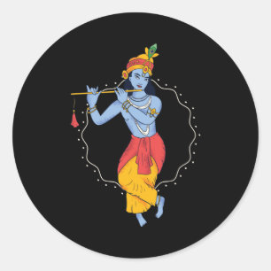 Lord Krishna Classic Round Sticker
