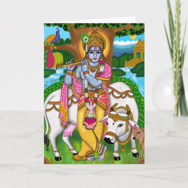 Lord Krishna Greeting Card (Front)