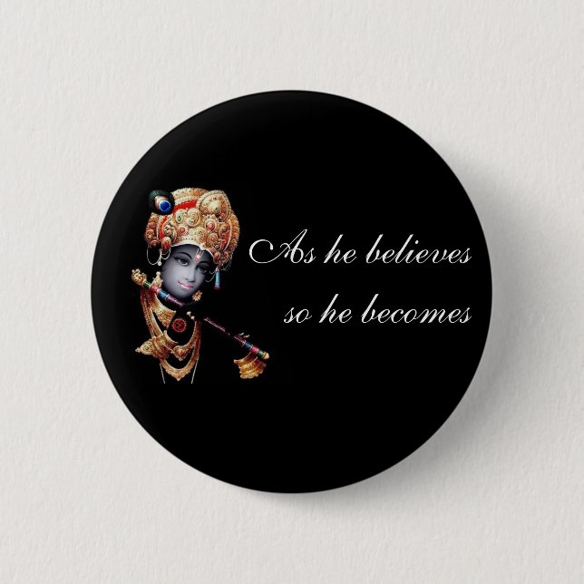 Lord Krishna Hand painted Button (Front)