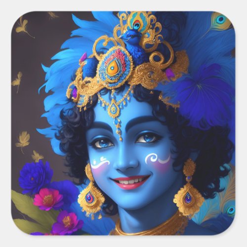 Lord Krishna Indian God Deity  Square Sticker