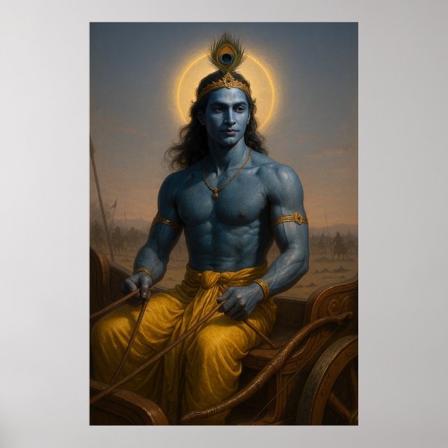 Lord Krishna on Chariot | Mahabharata Divine Guide Poster (Front)