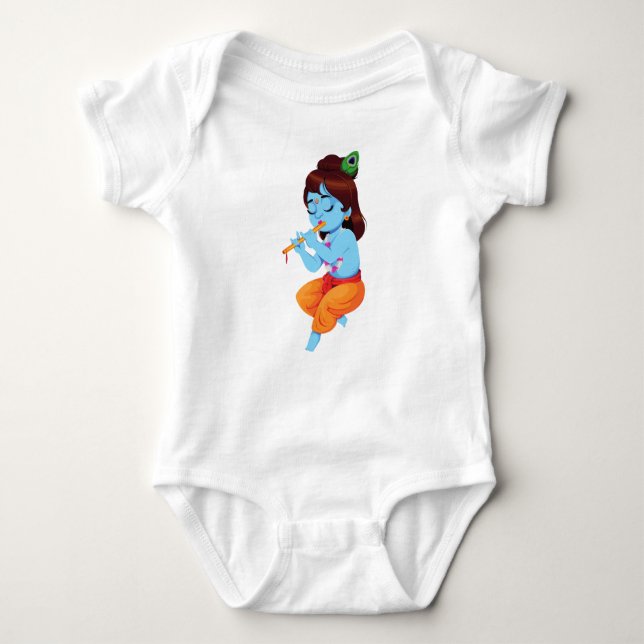 Lord Krishna playing the Flute design Baby Bodysuit (Front)