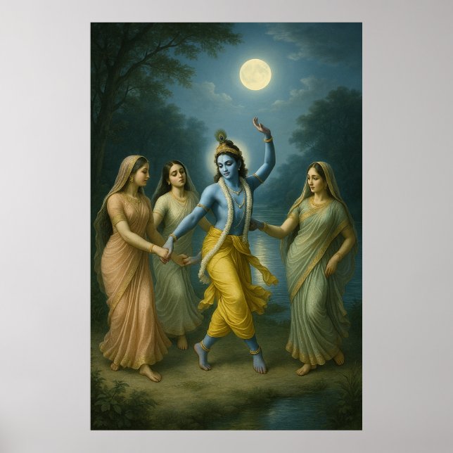 Lord Krishna Rāsleela | Divine Dance of Love Poster (Front)