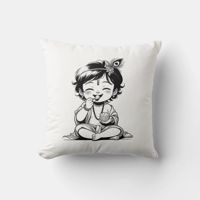 Lord Krishna Throw Pillow (Front)