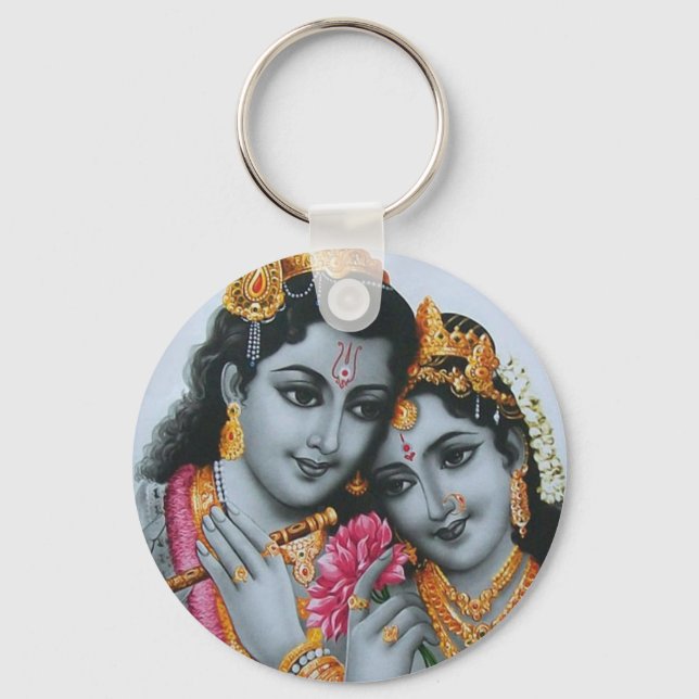 Lord Krishna with Flute Hare Krisna Keychain (Front)