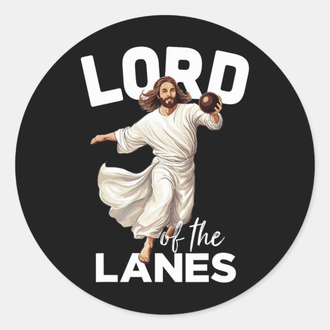 Lord Lanes Funny Christian Christ Gutter Bowling L Classic Round Sticker (Front)