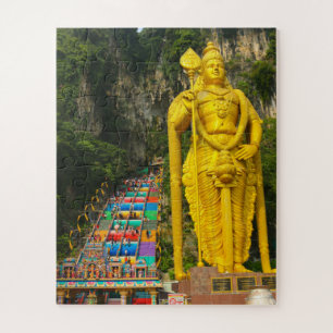 Lord Murugan & stairs at Batu Caves 2 Jigsaw Puzzle