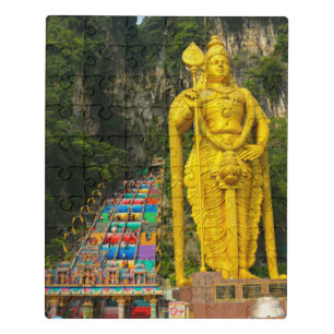 Lord Murugan & stairs at Batu Caves 2 Jigsaw Puzzle