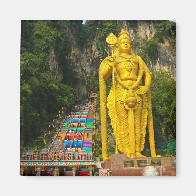 Lord Murugan & stairs at Batu Caves 2 Magnet (Front)