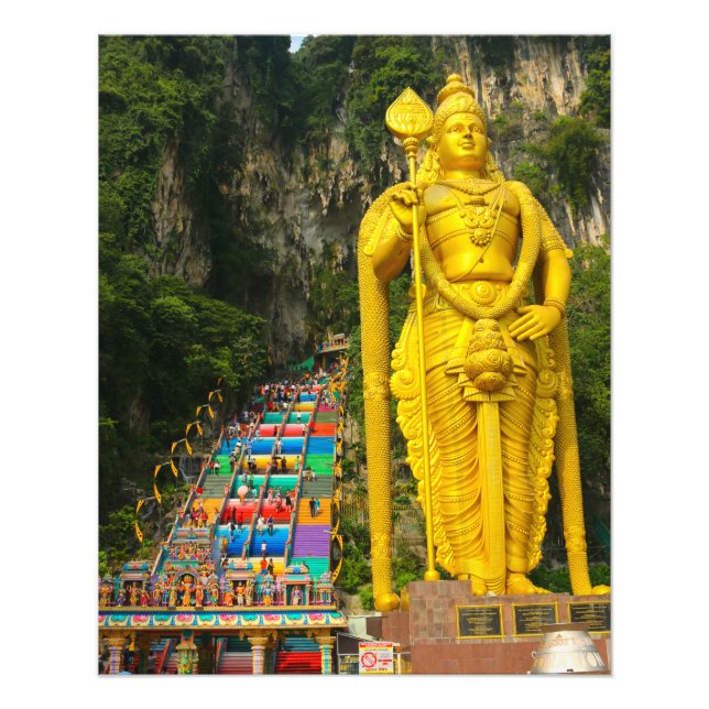 Lord Murugan & stairs at Batu Caves 2 Photo Print (Front)