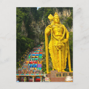 Lord Murugan & stairs at Batu Caves 2 Postcard