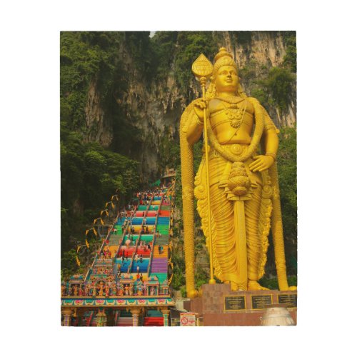 Lord Murugan  stairs at Batu Caves 2 Wood Wall Art