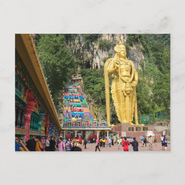 Lord Murugan & stairs at Batu Caves 5 Postcard (Front)