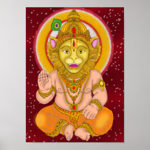 Lord Narsimha Clock Poster