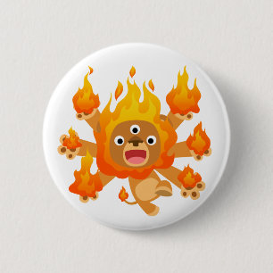 Lord of Fire!! (cute cartoon lion) Button Badge