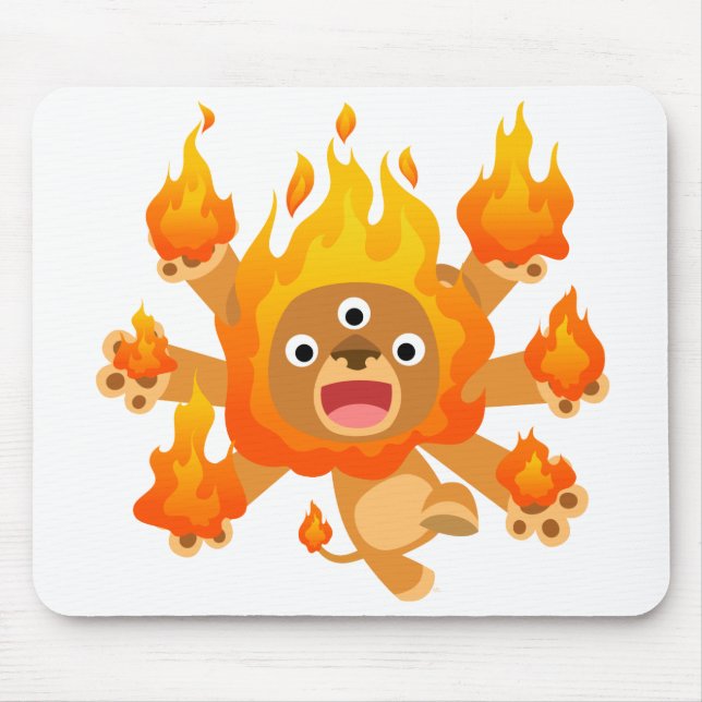 Lord of Fire!! (cute cartoon lion) Mousepad (Front)