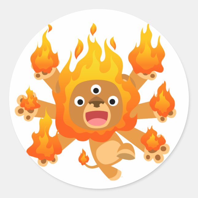 Lord of Fire!! (cute cartoon lion) Sticker (Front)