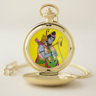 Lord Rama and Hanuman Clock Pocket Watch